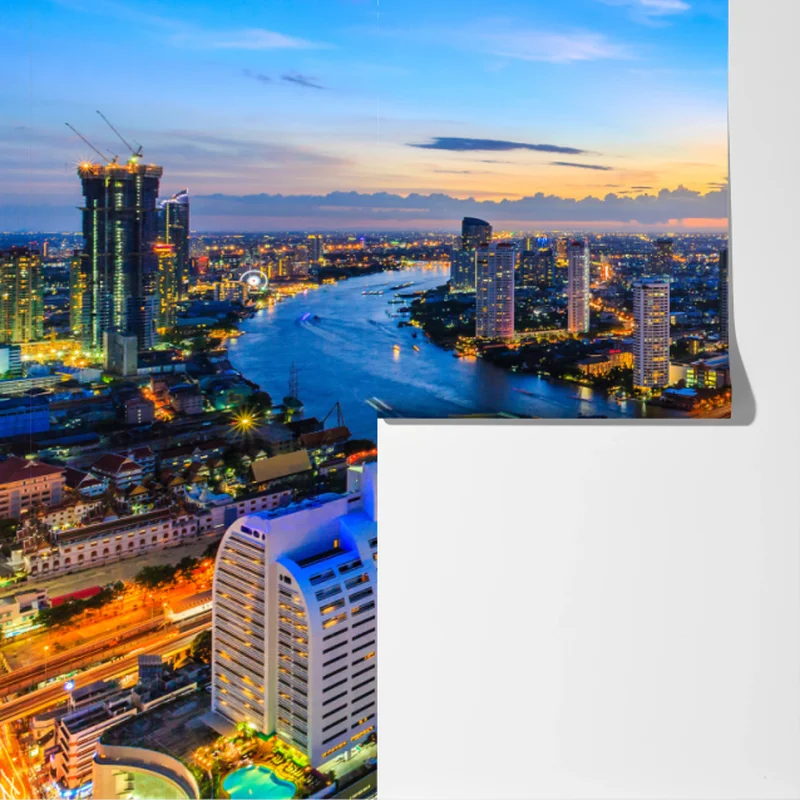 Fototapete lebendige stadtskyline bei dämmerung Fototapete lebendige stadtskyline bei dämmerung