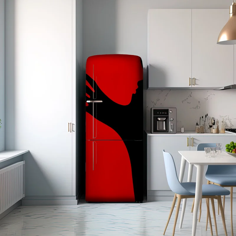 Kühlschrankaufkleber kräftige rot-schwarze silhouette