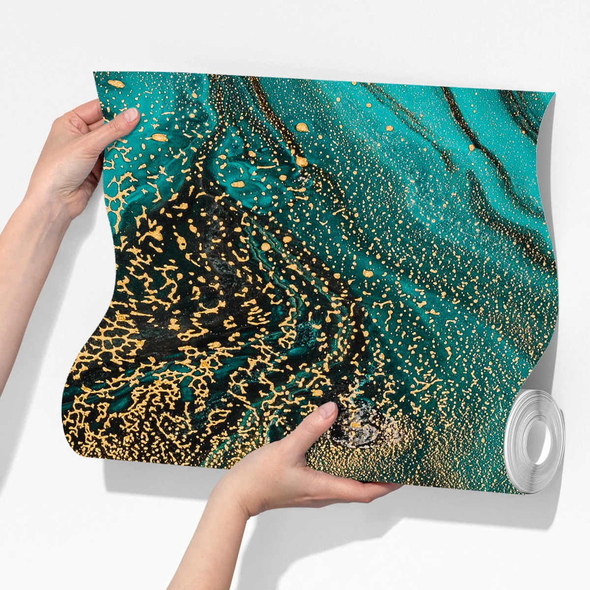 Fototapeta turkusowy i złoty płynny wir abstrakcji Fototapeta turkusowy i złoty płynny wir abstrakcji