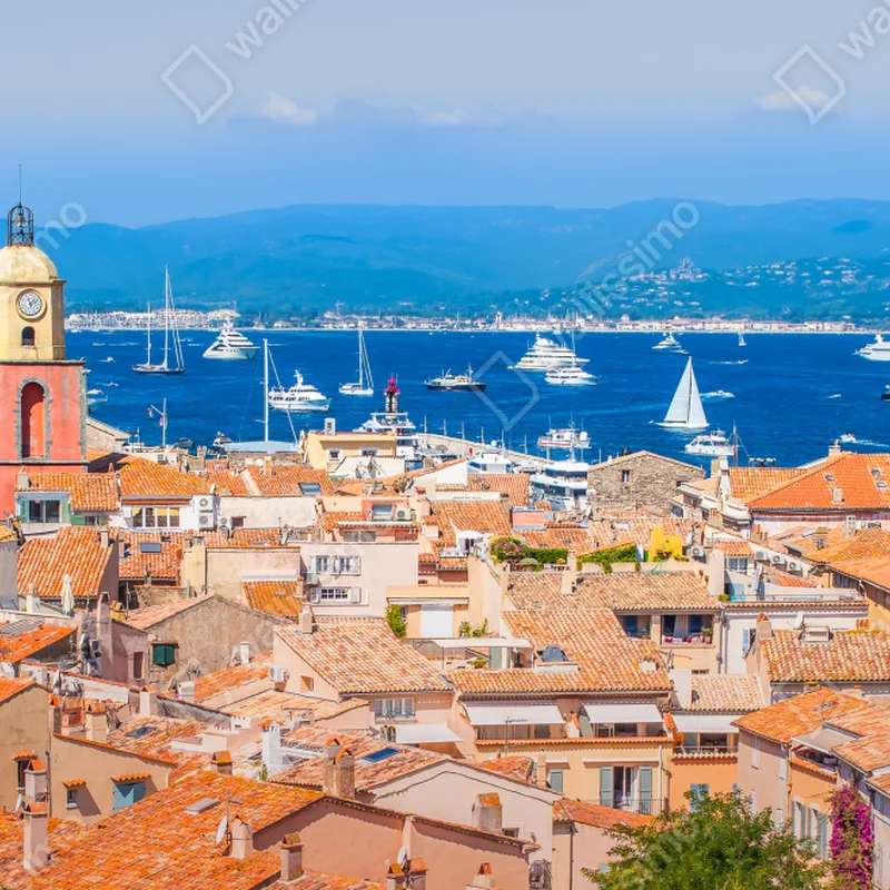 Tischaufkleber und Schreibtischaufkleber sonniges mediterranes hafenpanorama Tischaufkleber und Schreibtischaufkleber sonniges mediterranes hafenpanorama