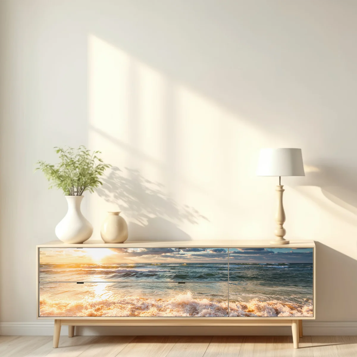 Repositionierbarer Aufkleber goldener sonnenaufgang über dem meer Repositionierbarer Aufkleber goldener sonnenaufgang über dem meer