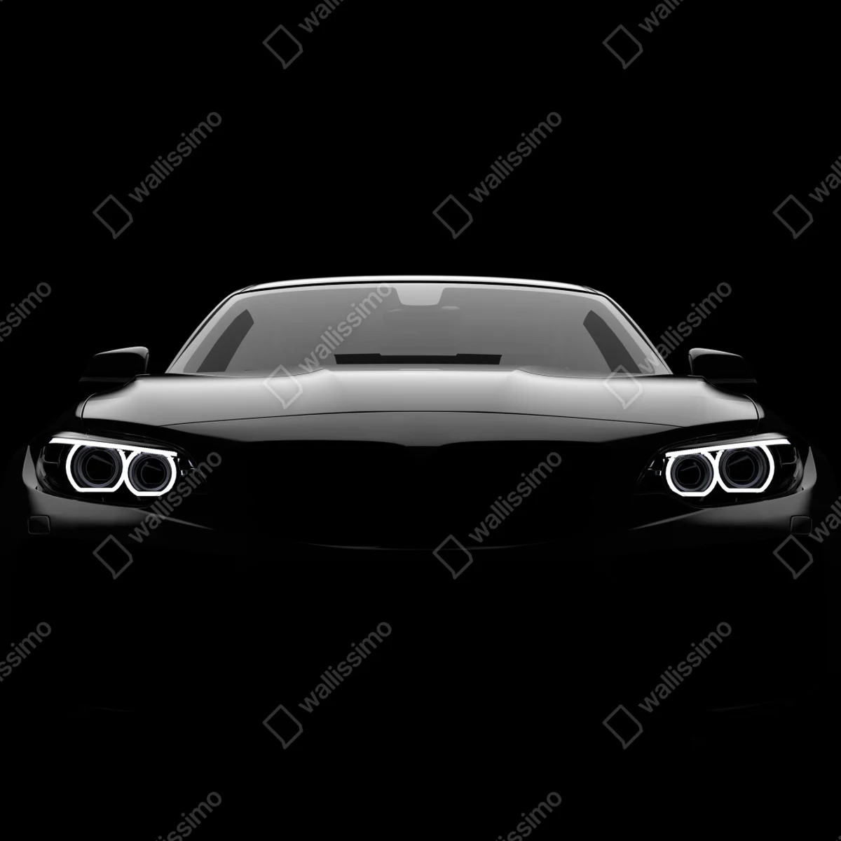 Fototapete eleganter schwarzer sportwagen von vorn Fototapete eleganter schwarzer sportwagen von vorn