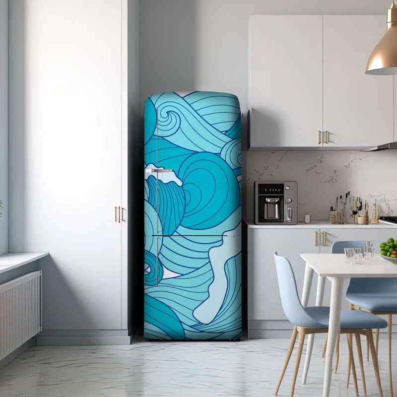 Kühlschrankaufkleber blaue ozeanwellen illustration