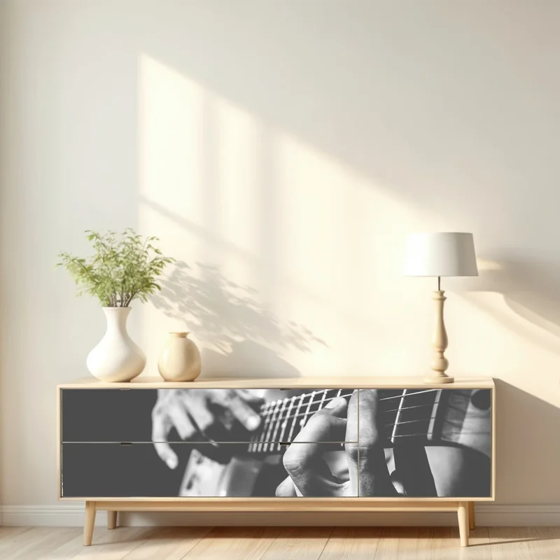 Repositionierbarer Aufkleber monochrome gitarre nahaufnahme Repositionierbarer Aufkleber monochrome gitarre nahaufnahme