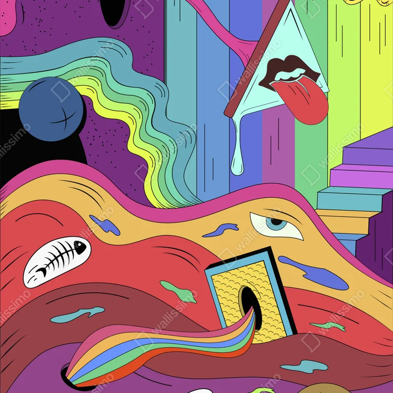 Poster psychedelische pop-art traumlandschaft Poster psychedelische pop-art traumlandschaft