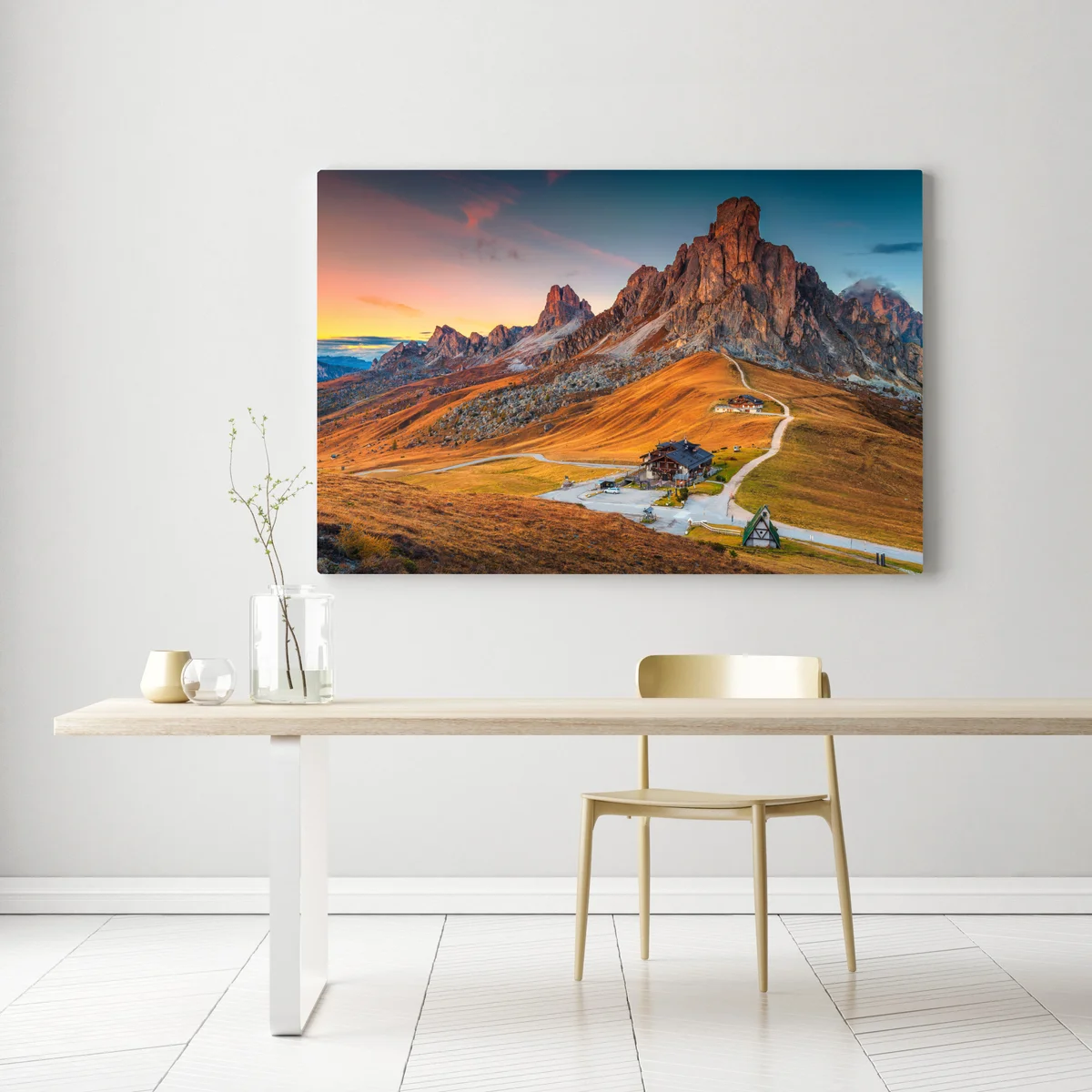 Leinwandbild sonnenuntergang über Passo Giau, Dolomiten Leinwandbild sonnenuntergang über Passo Giau, Dolomiten