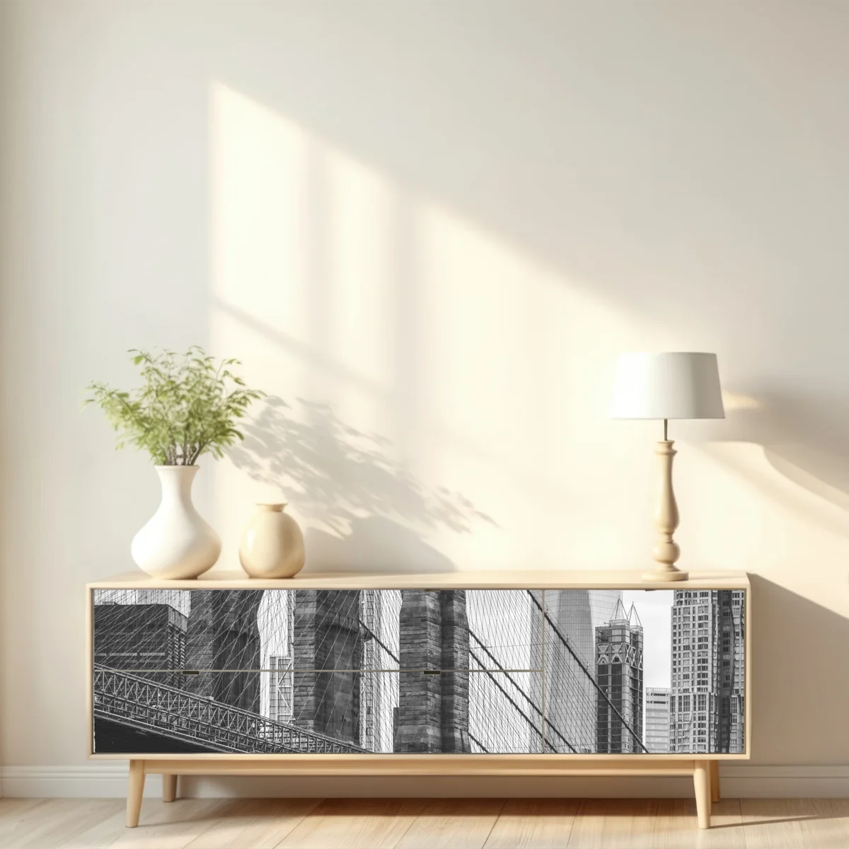 Repositionierbarer Aufkleber Brooklyn bridge schwarzweiß stadtbild Repositionierbarer Aufkleber Brooklyn bridge schwarzweiß stadtbild