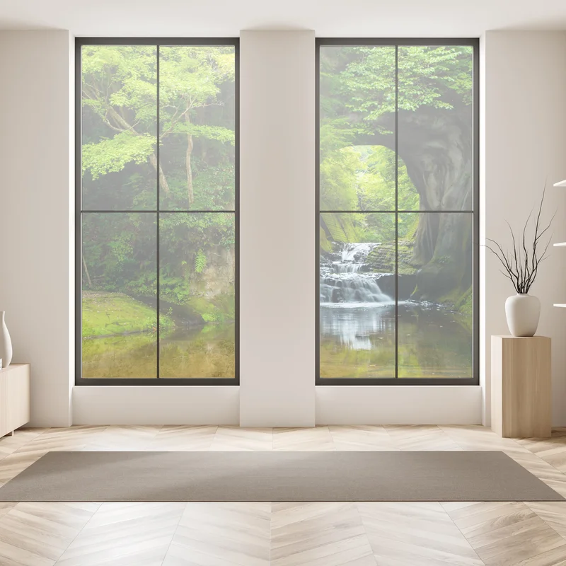 Fensteraufkleber geheimer wasserfall im felsbogen Fensteraufkleber geheimer wasserfall im felsbogen