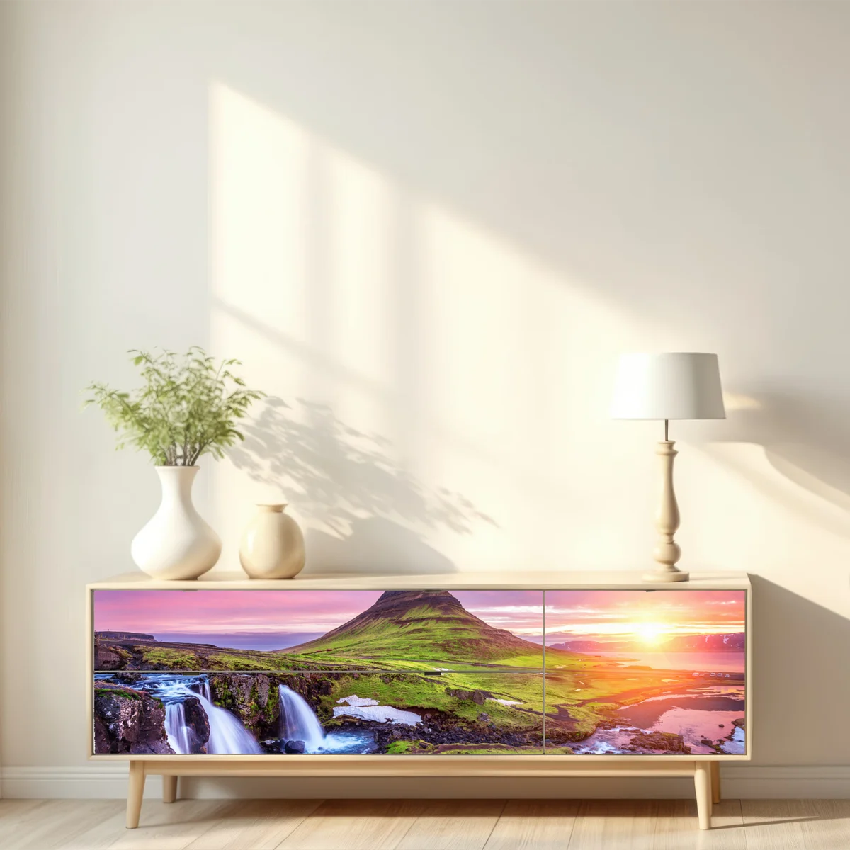 Repositionierbarer Aufkleber Kirkjufell bei sonnenaufgang Repositionierbarer Aufkleber Kirkjufell bei sonnenaufgang