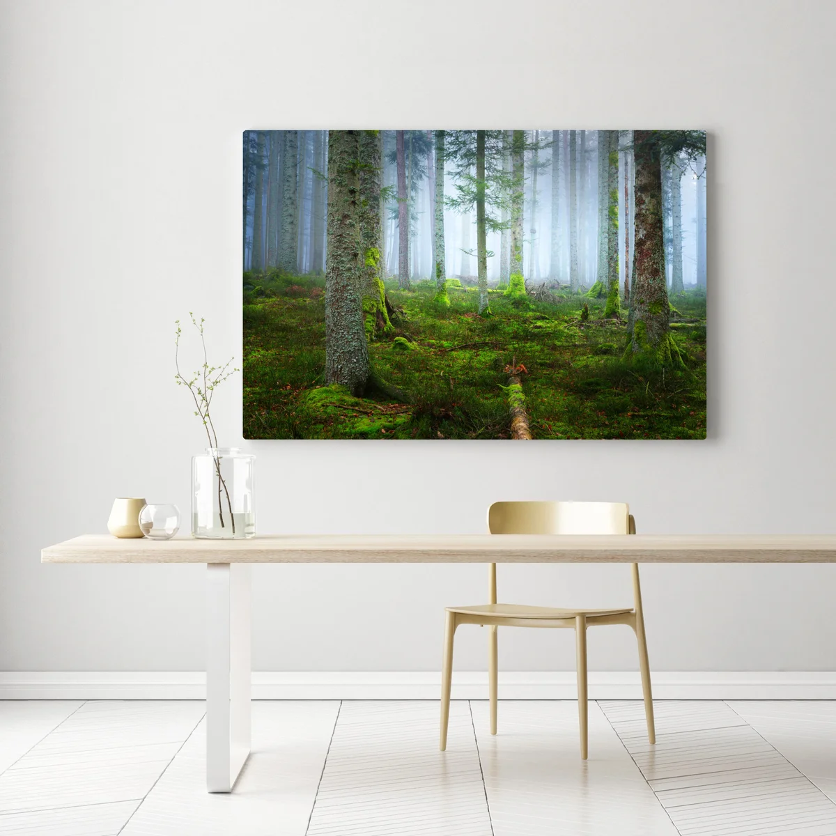 Leinwandbild nebliger kiefernwald aus dem Elsass Leinwandbild nebliger kiefernwald aus dem Elsass