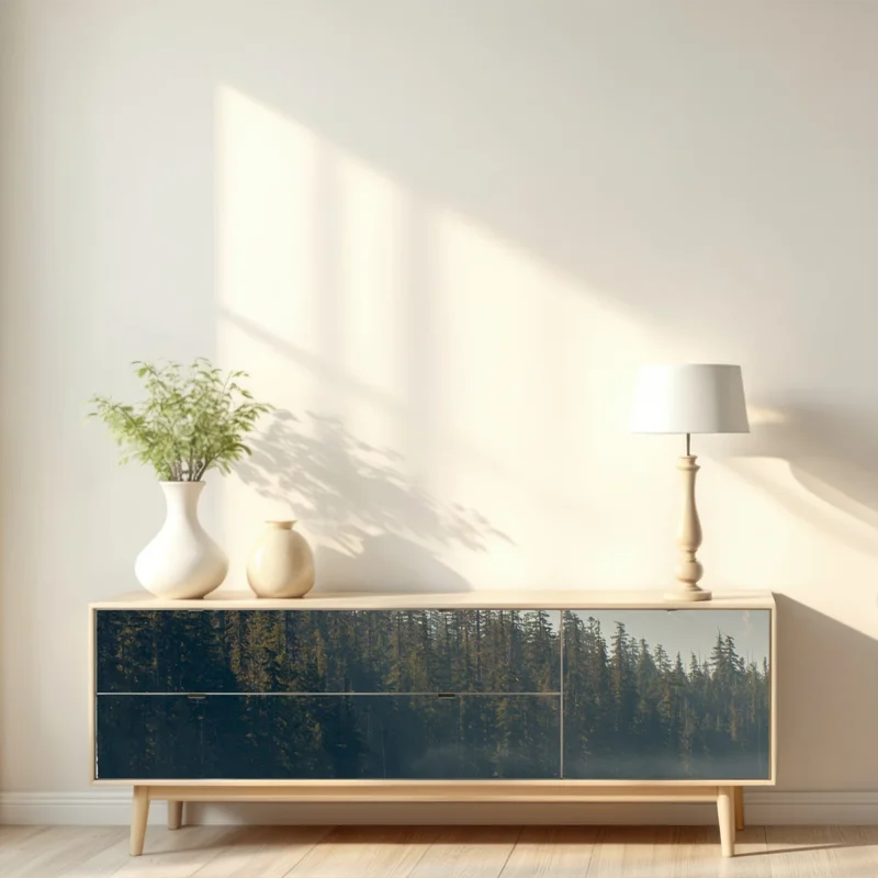 Repositionierbarer Aufkleber schneebedeckter berg über ruhigem see Repositionierbarer Aufkleber schneebedeckter berg über ruhigem see