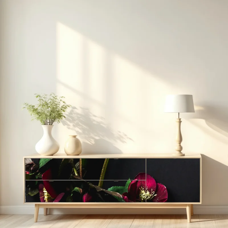 Repositionierbarer Aufkleber moodige violette blumenstilleben • Repositionierbare Aufkleber bei Wallnifity® Repositionierbarer Aufkleber moodige violette blumenstilleben • Repositionierbare Aufkleber bei Wallnifity®