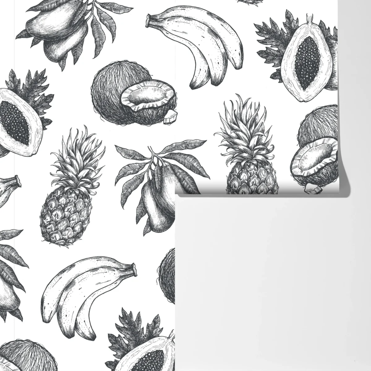 Fototapete handgezeichnetes muster tropischer früchte Fototapete handgezeichnetes muster tropischer früchte