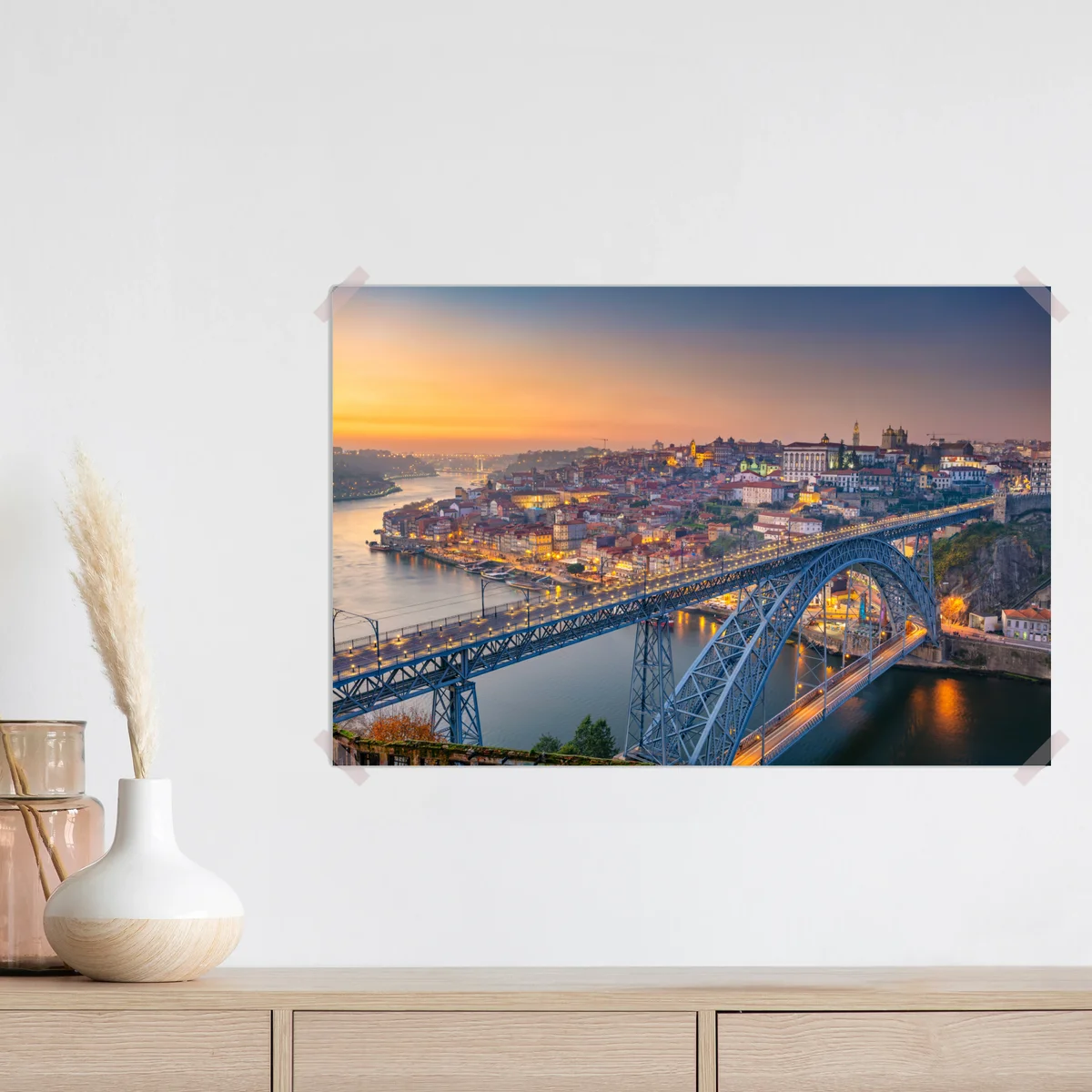 Poster porto skyline bei dämmerung mit Dom Luís I Poster porto skyline bei dämmerung mit Dom Luís I