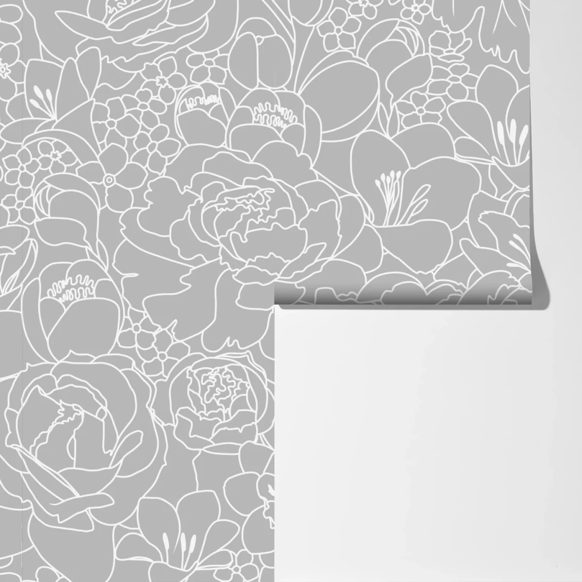 Fototapete subtiles graues blumenlinienmuster Fototapete subtiles graues blumenlinienmuster