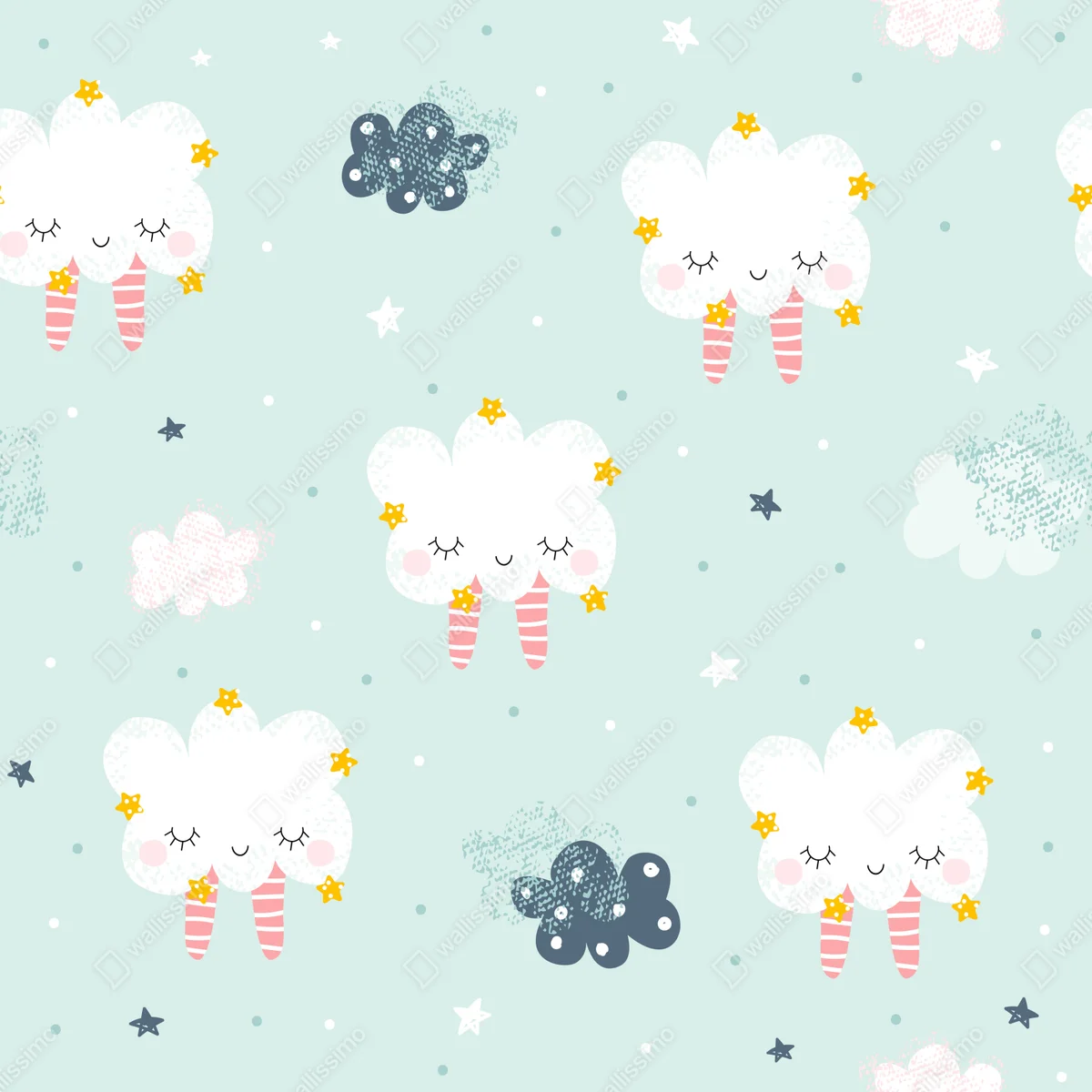 Fototapeta wzór śpiących chmur dla pokoju dziecięcego Fototapeta wzór śpiących chmur dla pokoju dziecięcego