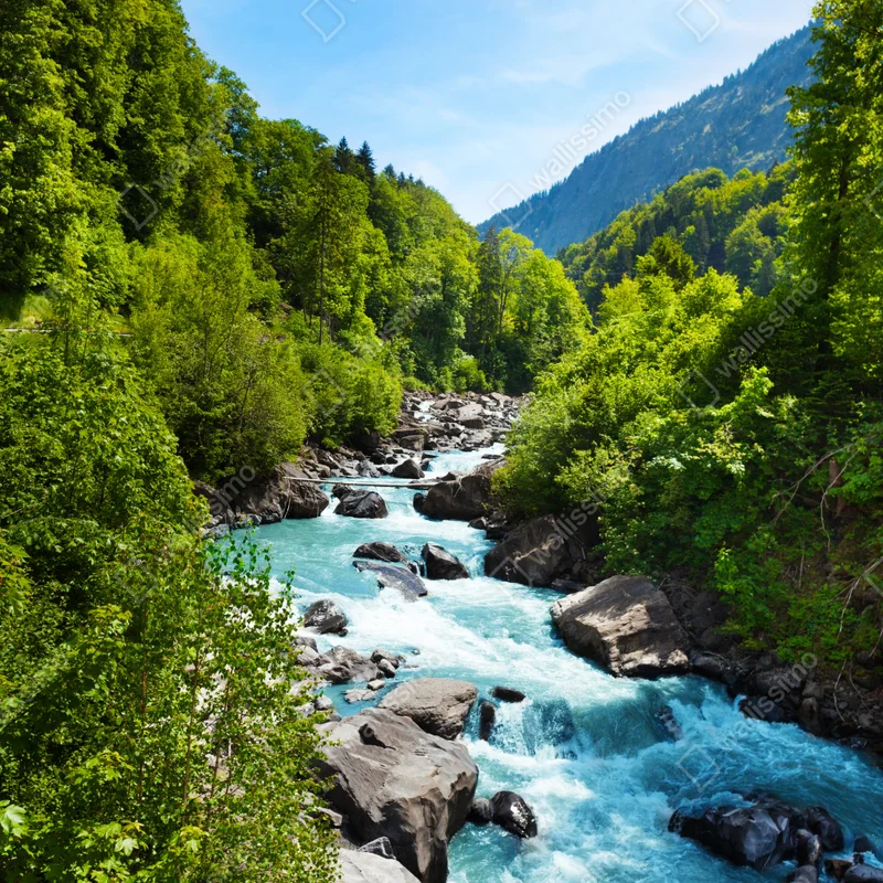 Türaufkleber gletscherfluss im grünen tal Türaufkleber gletscherfluss im grünen tal
