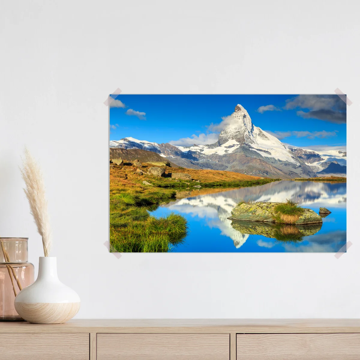 Poster majestätischer Matterhorn-spiegel im alpensee Poster majestätischer Matterhorn-spiegel im alpensee