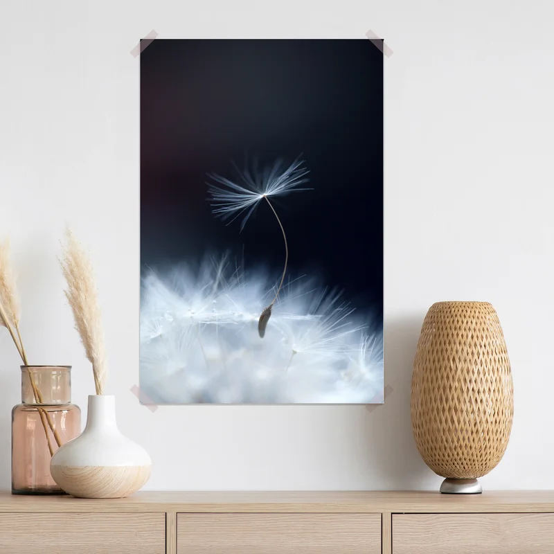 Poster zarte makroaufnahme eines löwenzahnsamens Poster zarte makroaufnahme eines löwenzahnsamens