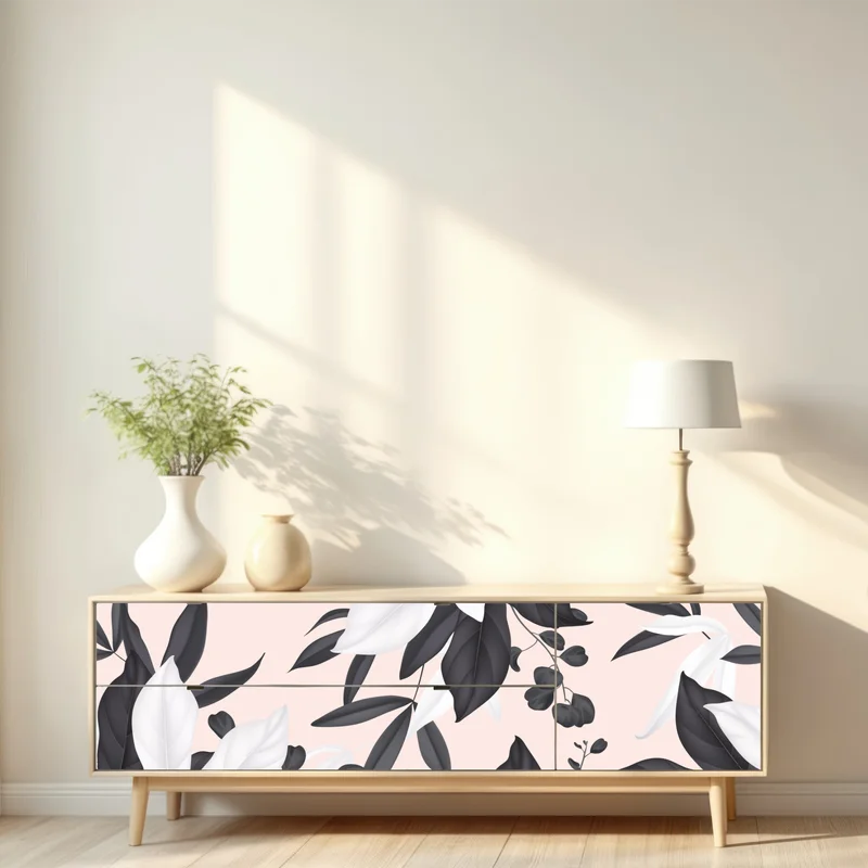 Repositionierbarer Aufkleber zarte pastell botanische blätter