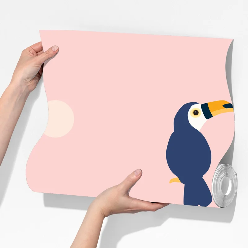 Fototapeta wesoły wzór z tukanami na pastelowym różu Fototapeta wesoły wzór z tukanami na pastelowym różu