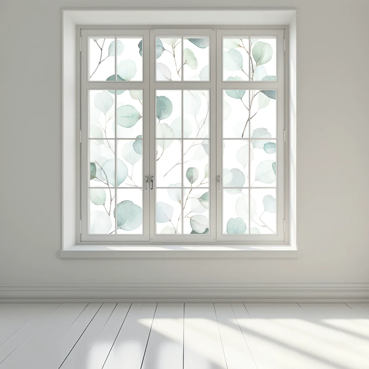 Fensteraufkleber zarter eukalyptus-aquarell blättermuster Fensteraufkleber zarter eukalyptus-aquarell blättermuster