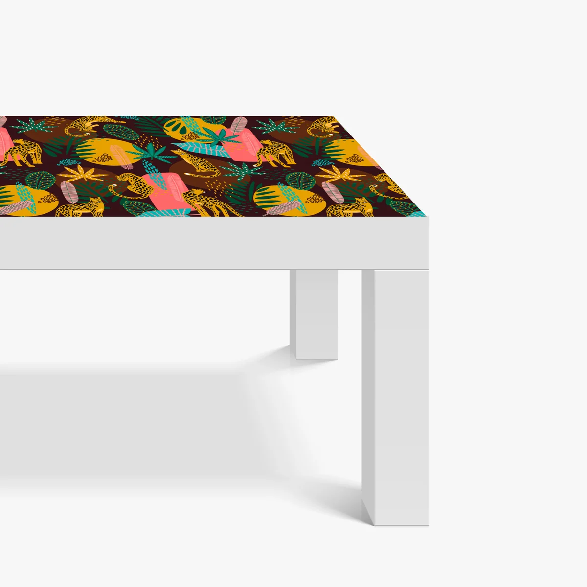 Tischaufkleber und Schreibtischaufkleber tropisches gepardenmuster mit lebhaften blättern Tischaufkleber und Schreibtischaufkleber tropisches gepardenmuster mit lebhaften blättern