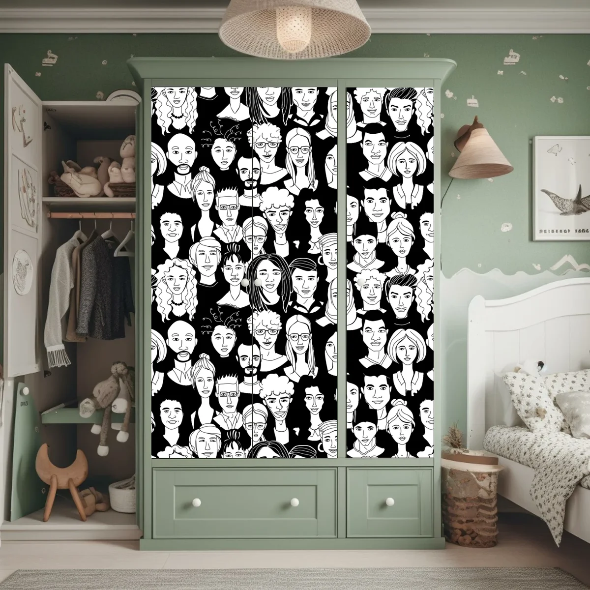 Schrankaufkleber muster mit vielfältigen gesichtern Schrankaufkleber muster mit vielfältigen gesichtern