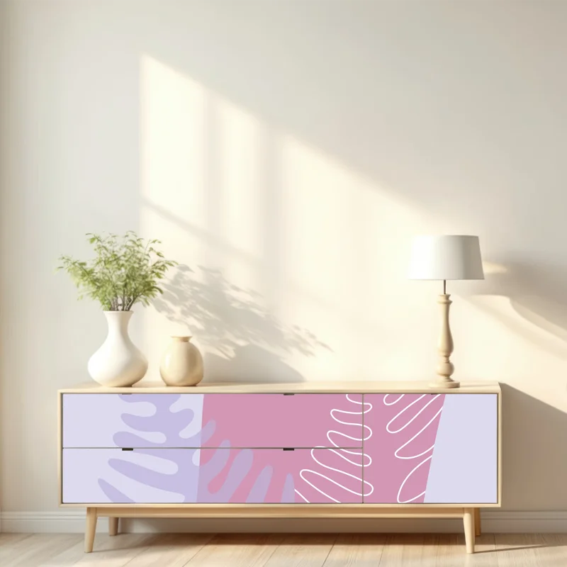 Repositionierbarer Aufkleber zarte pastell-botanische abstraktion