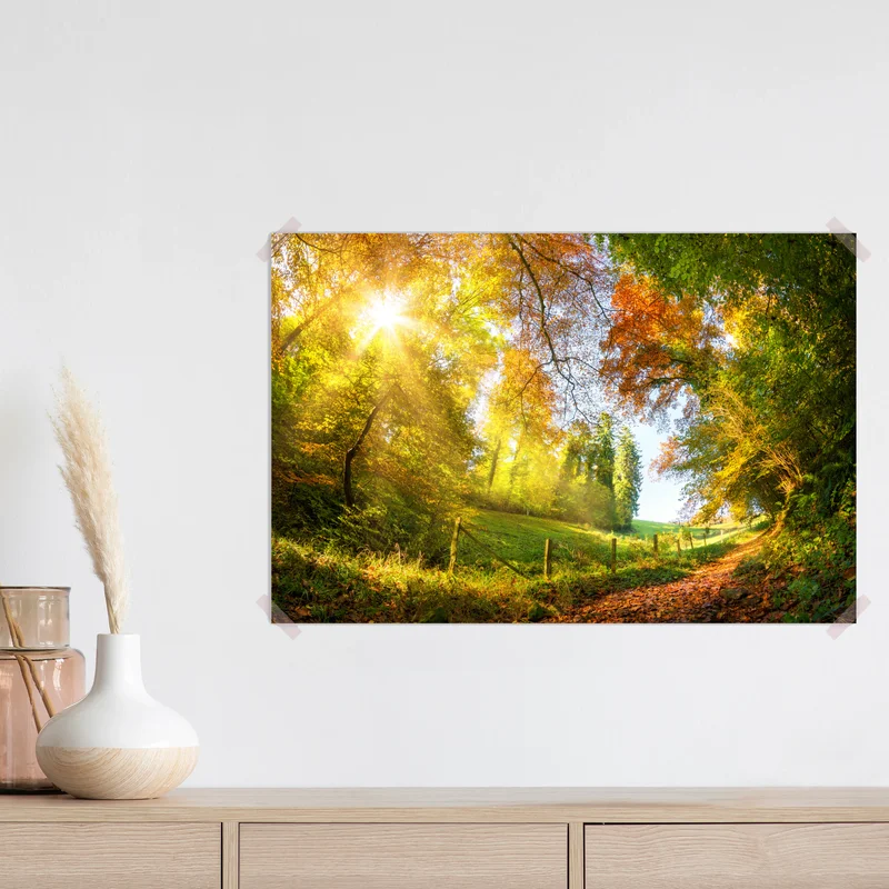 Poster goldener herbstwaldweg Poster goldener herbstwaldweg