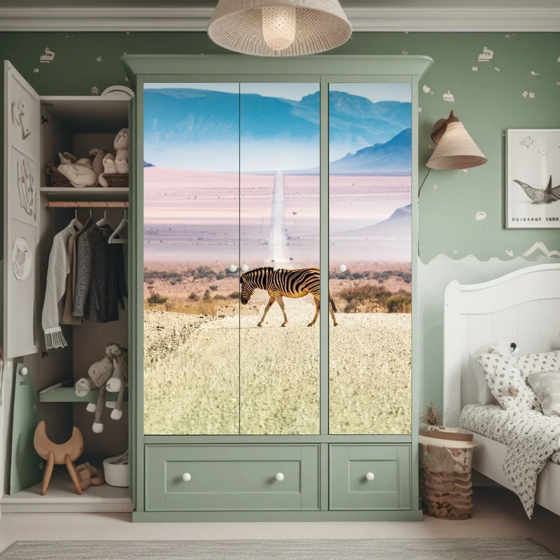 Schrankaufkleber zebra auf der wüstenstraße Schrankaufkleber zebra auf der wüstenstraße