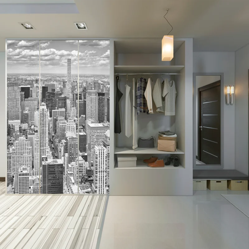 Schrankaufkleber panorama von New York in schwarzweiß