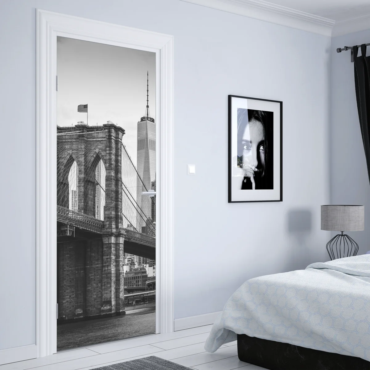 Türaufkleber Brooklyn bridge schwarzweiß stadtbild Türaufkleber Brooklyn bridge schwarzweiß stadtbild