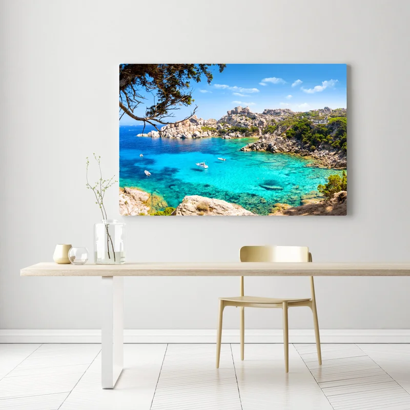 Leinwandbild türkisfarbene bucht mit felsiger küste Leinwandbild türkisfarbene bucht mit felsiger küste