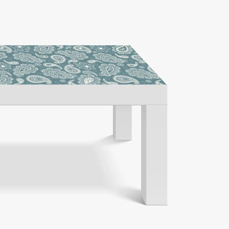 Tischaufkleber und Schreibtischaufkleber türkis paisley muster mit blumendetails Tischaufkleber und Schreibtischaufkleber türkis paisley muster mit blumendetails