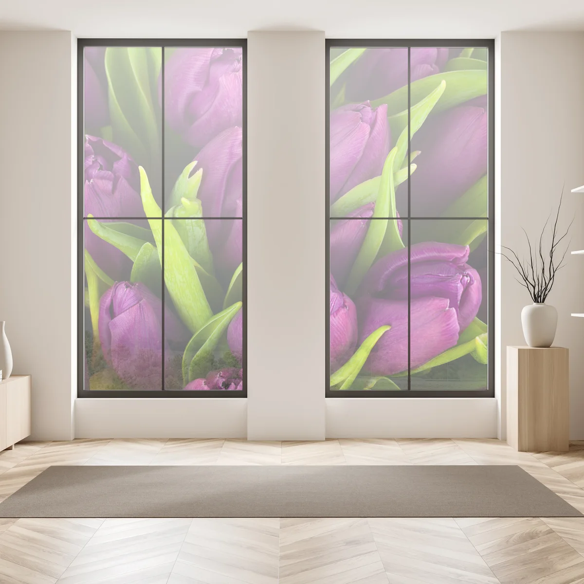 Fensteraufkleber lila tulpen im bukett Fensteraufkleber lila tulpen im bukett