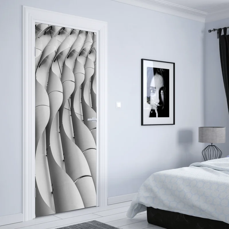 Türaufkleber gewelltes architekturmotiv in graustufen