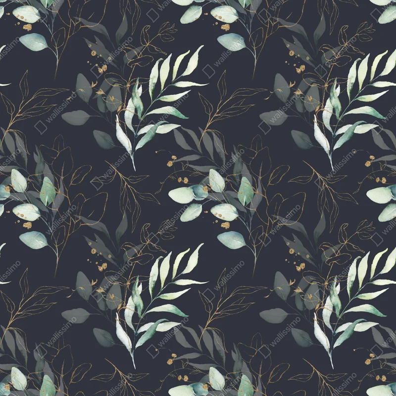 Tischaufkleber und Schreibtischaufkleber aquarell eukalyptusblätter auf dunklem hintergrund Tischaufkleber und Schreibtischaufkleber aquarell eukalyptusblätter auf dunklem hintergrund