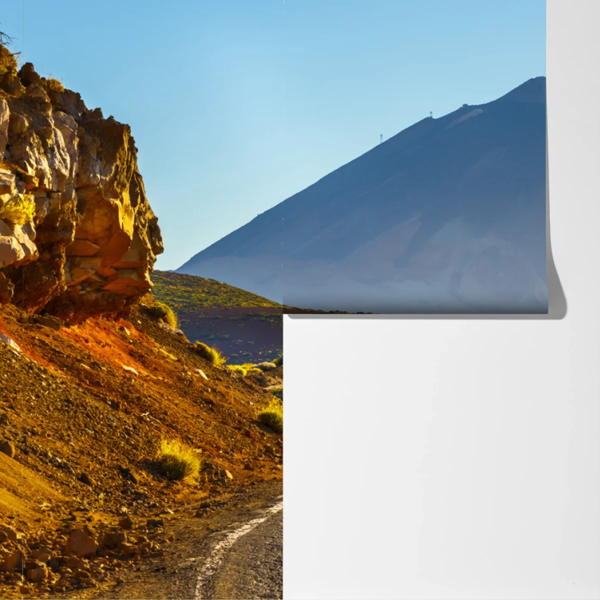 Fototapeta słoneczna droga prowadząca do wulkanu Fototapeta słoneczna droga prowadząca do wulkanu