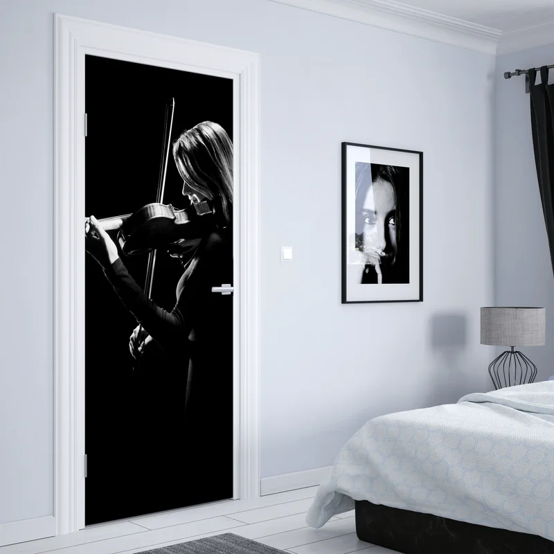 Türaufkleber elegante geigerin silhouette Türaufkleber elegante geigerin silhouette