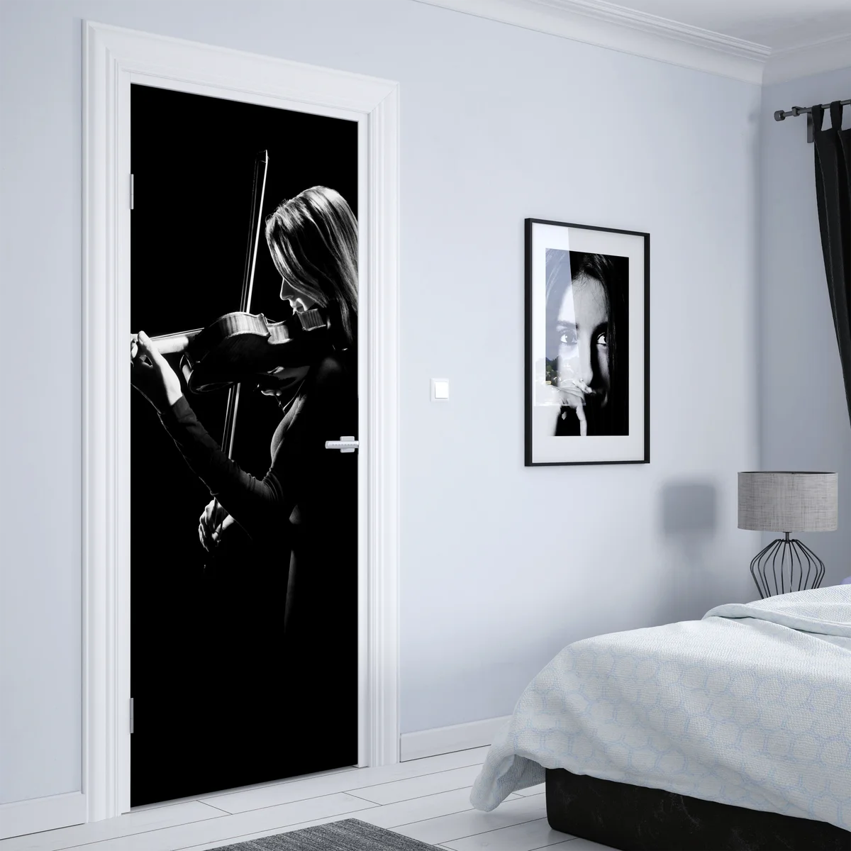 Türaufkleber elegante geigerin silhouette Türaufkleber elegante geigerin silhouette