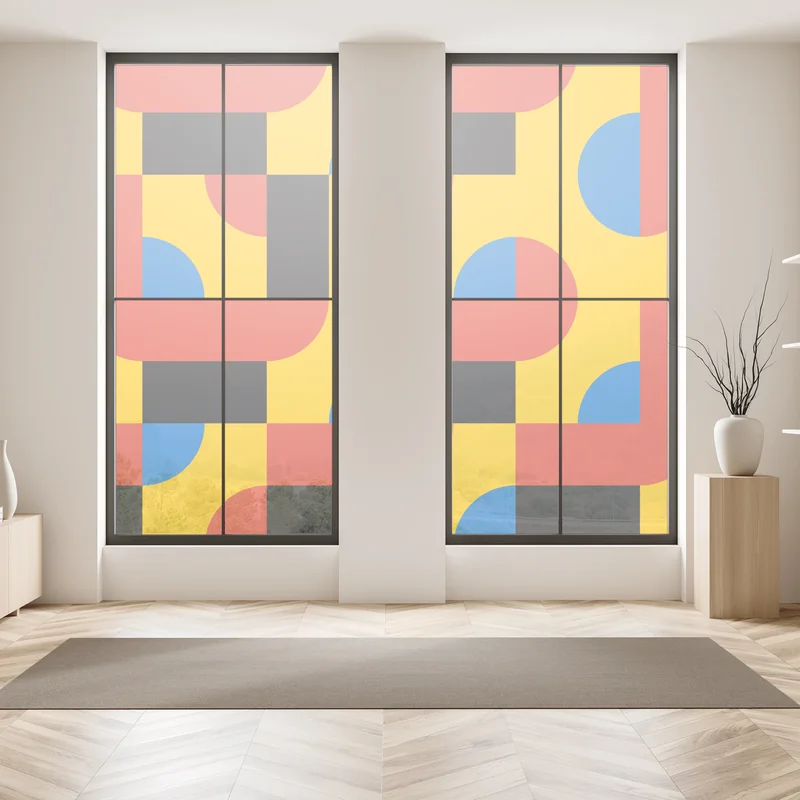 Fensteraufkleber kräftiges geometrisches muster für die wand