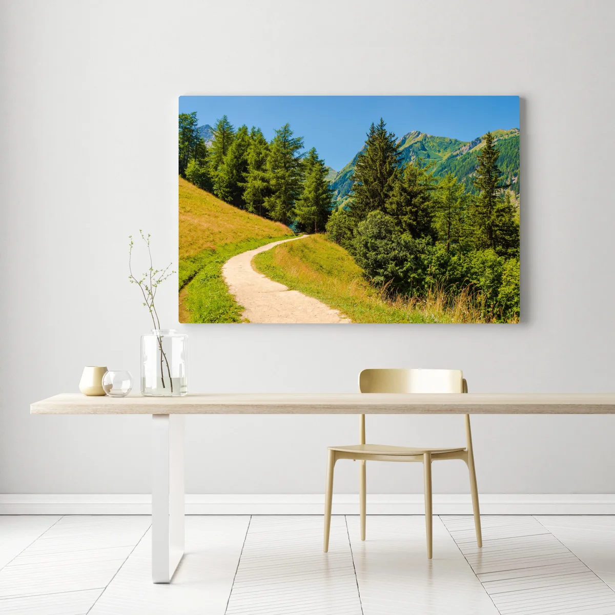 Leinwandbild bergweg in den Schweizer Alpen im Sommer Leinwandbild bergweg in den Schweizer Alpen im Sommer