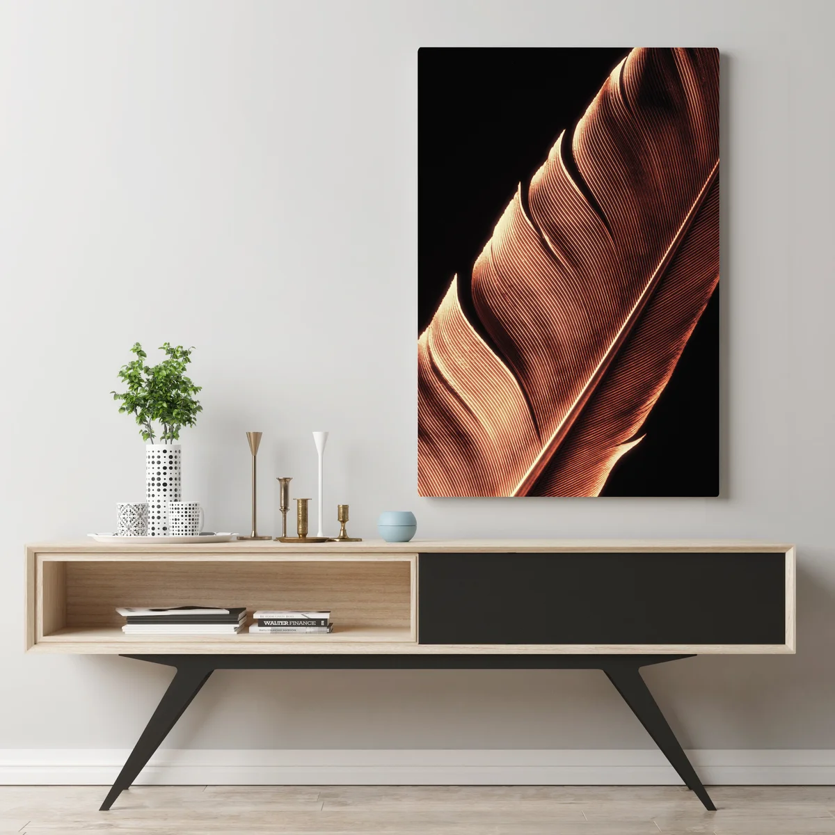 Leinwandbild goldene feder makro vor schwarzem hintergrund Leinwandbild goldene feder makro vor schwarzem hintergrund