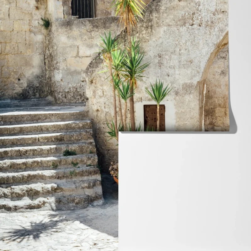 Fototapete mediterraner steinhof mit bogen Fototapete mediterraner steinhof mit bogen