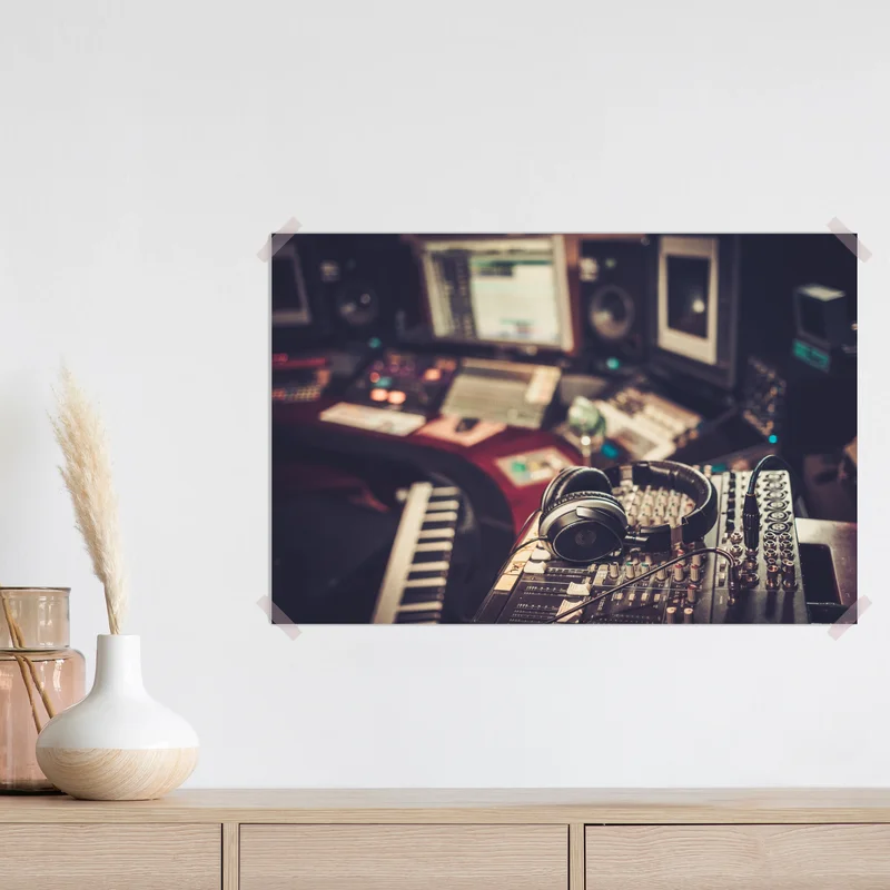 Poster vintage aufnahmestudio am mischpult Poster vintage aufnahmestudio am mischpult