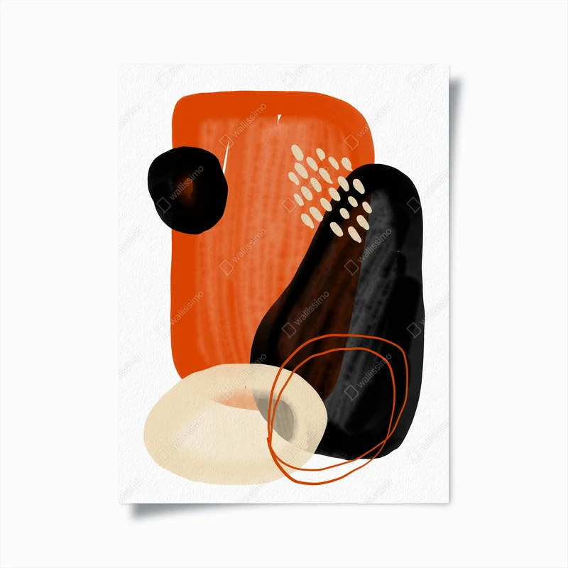 Poster abstrakte formen in orange und schwarz • Poster bei Wallnifity® Poster abstrakte formen in orange und schwarz • Poster bei Wallnifity®