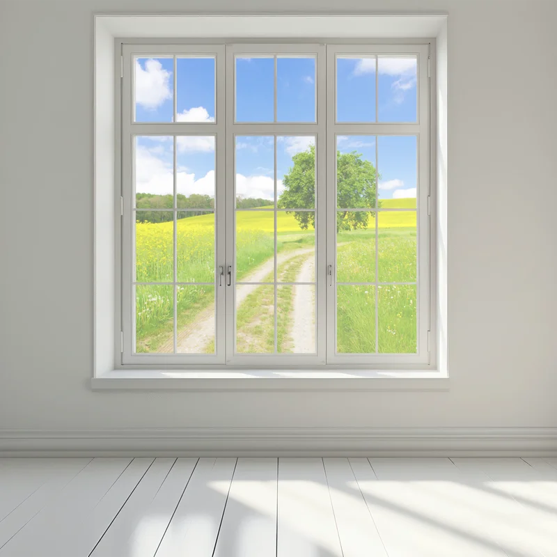 Fensteraufkleber sonniger feldweg mit einsamem baum
