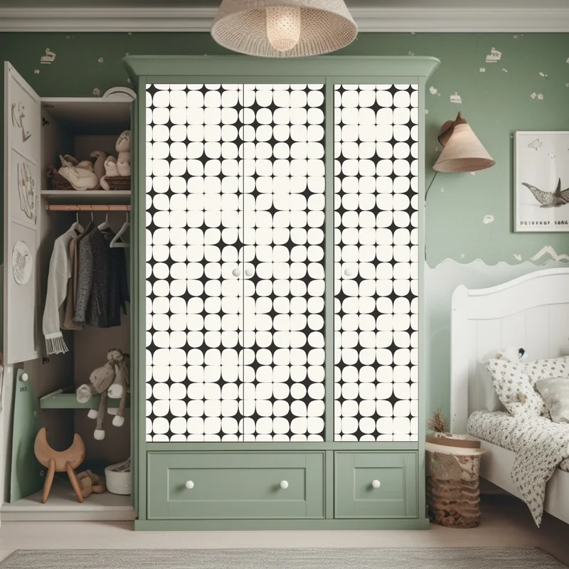 Schrankaufkleber monochromes geometrisches punktmuster