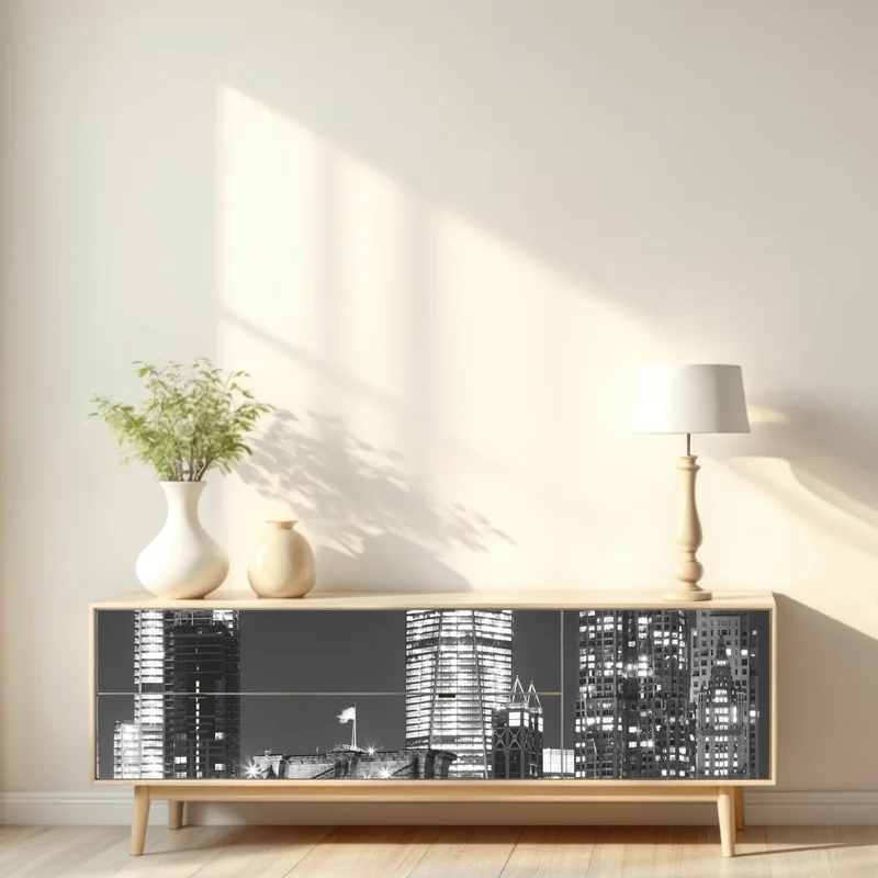 Repositionierbarer Aufkleber Brooklyn Bridge und Manhattan skyline bei nacht